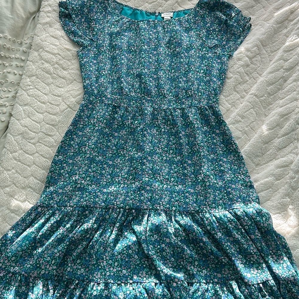 Jcrew floral dress with ruffle